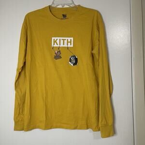 KITH Tom & Jerry Yellow long sleeve graphic crew neck tshirt size XS
